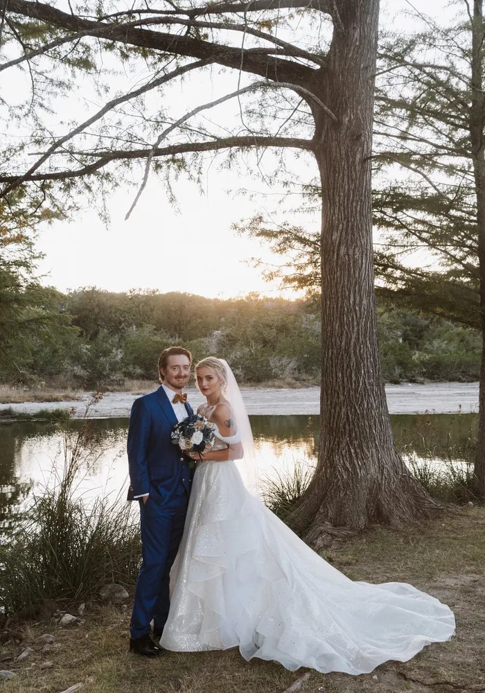 Bride and groom portrait at Moon Shadow Haven Wedding and Event Venue, Mountain Home, TX