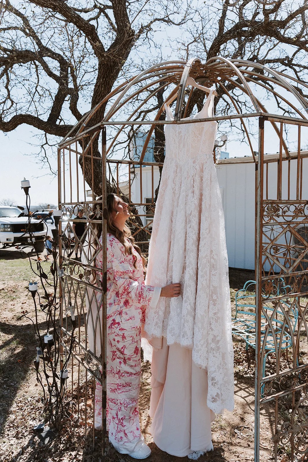 Madi & Ben's reception decor at Painted Lakes Ranch, Bryson, TX