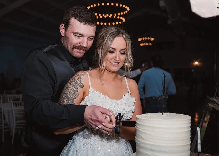 Candid wedding moment at Peanut Butter Warehouse, Galveston, TX