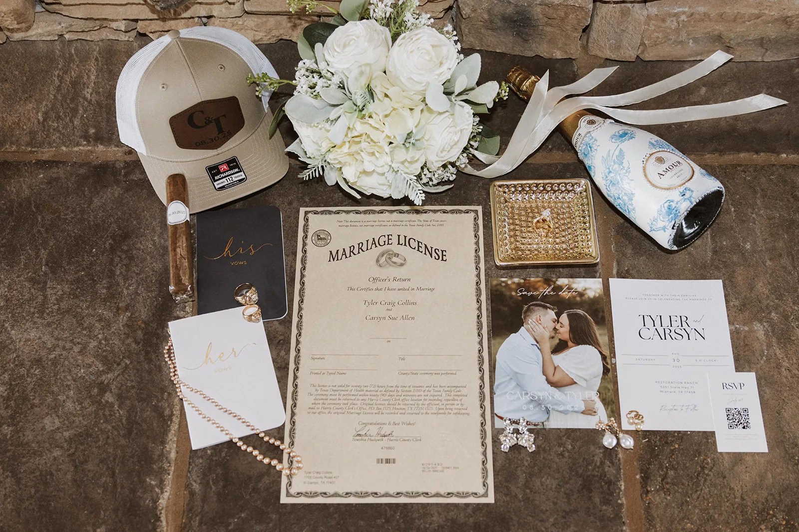 Carsyn & Tyler's bride and groom portrait at Restoration Ranch, Midfield, TX