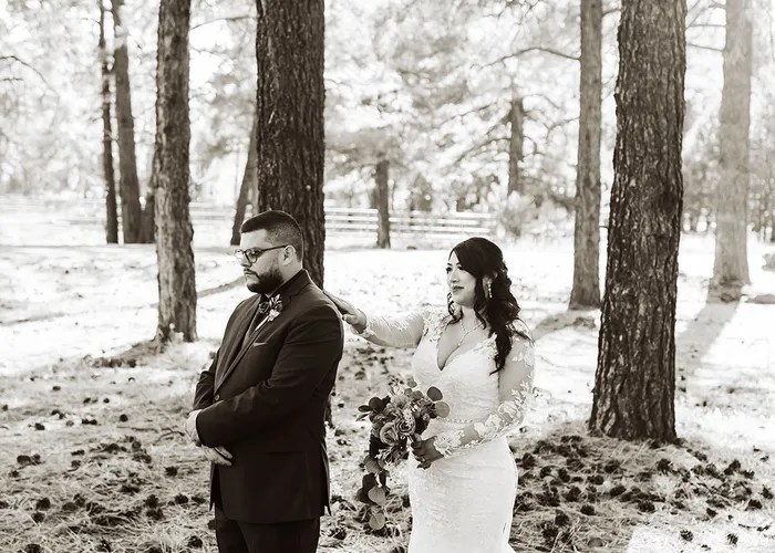 Candid wedding moment at Serendipity, Flagstaff, AZ