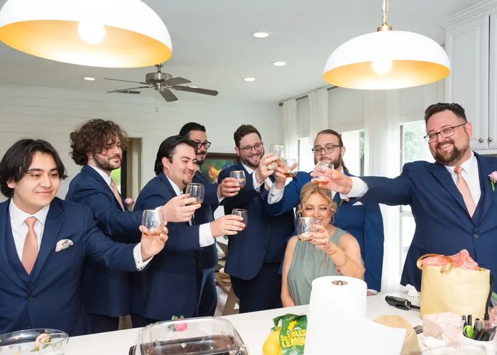 Wedding party celebration at Sparrow Field Estate, Hondo, TX