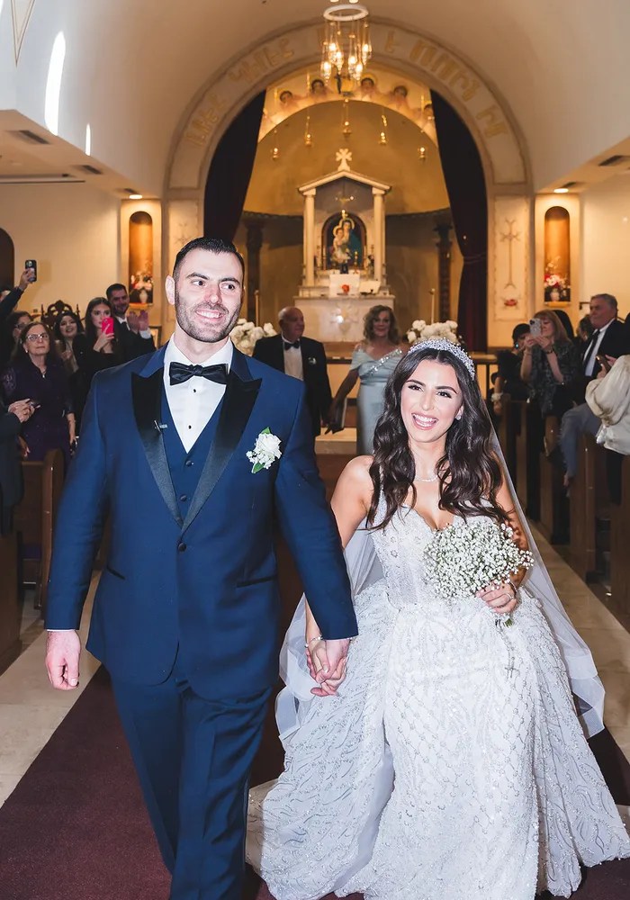 Bride and groom portrait at St. Apkar Armenian Apostolic Church, Scottsdale, AZ