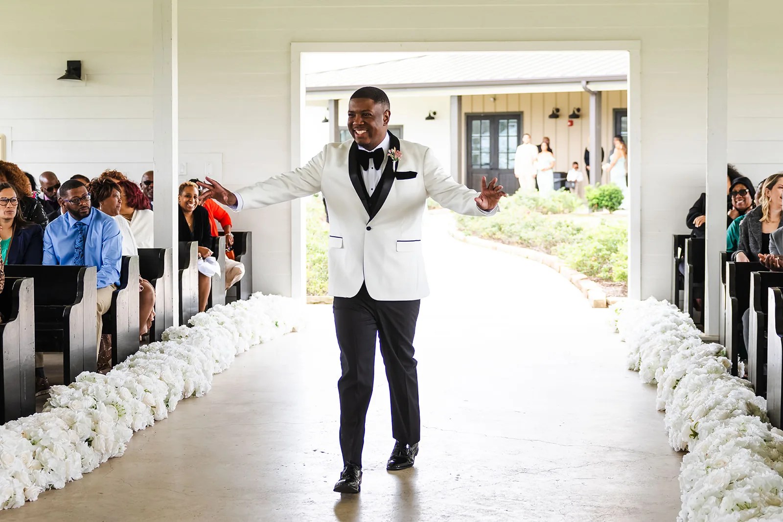 Vicky & Bennette's wedding party portrait at Still Waters Ranch, Alvin, TX