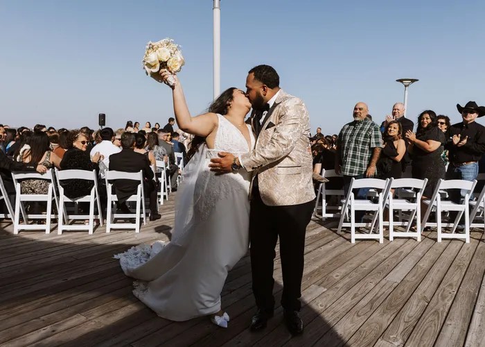 Wedding party celebration at Sylvan Beach Pavilion, La Porte, TX