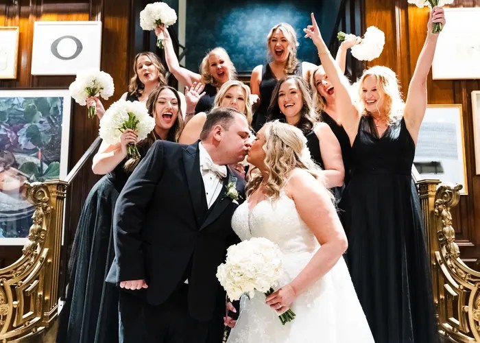 Candid wedding moment at The Adolphus Hotel, Dallas, TX