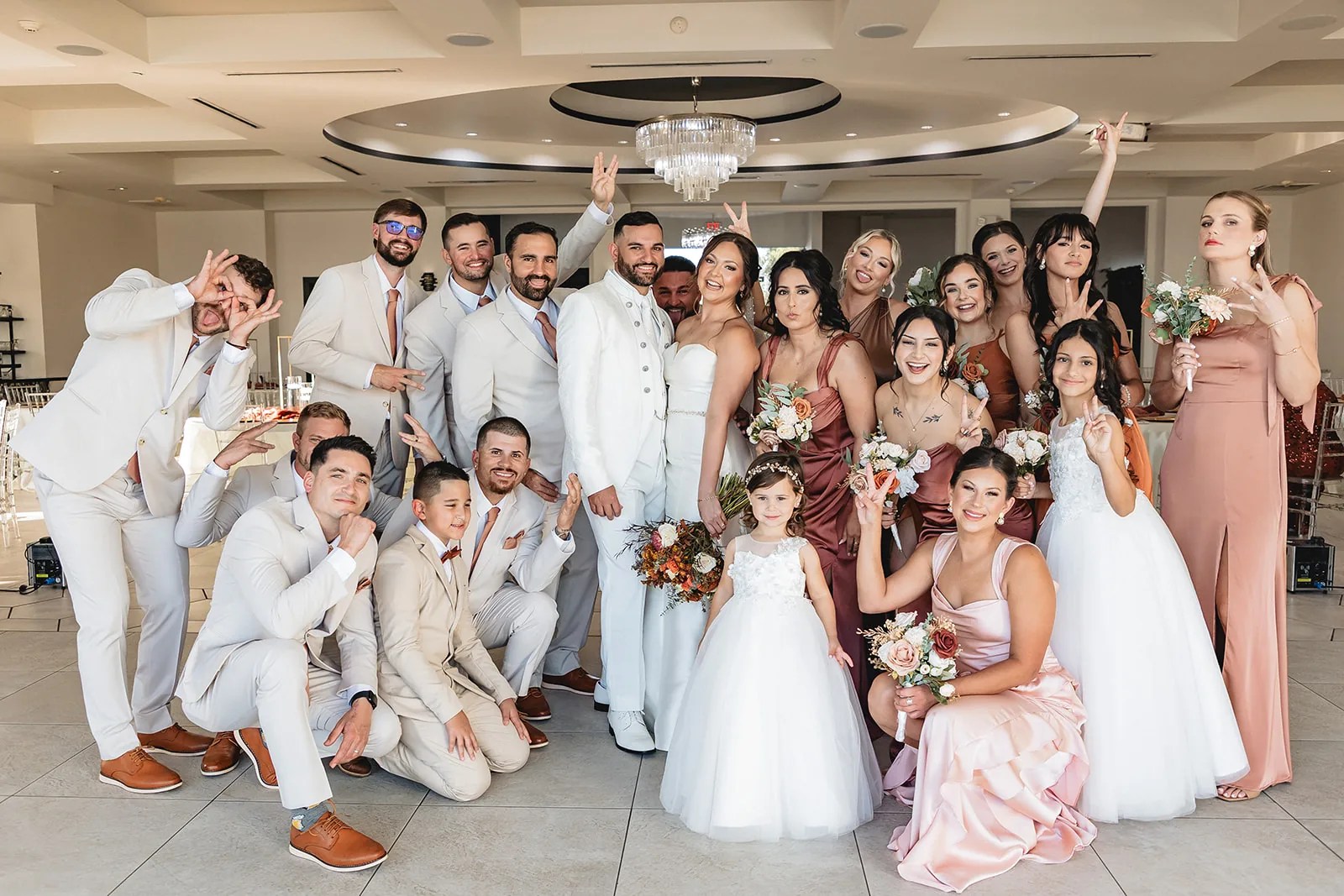 Zack & Paige's wedding party portrait at Waters Edge, El Lago, TX