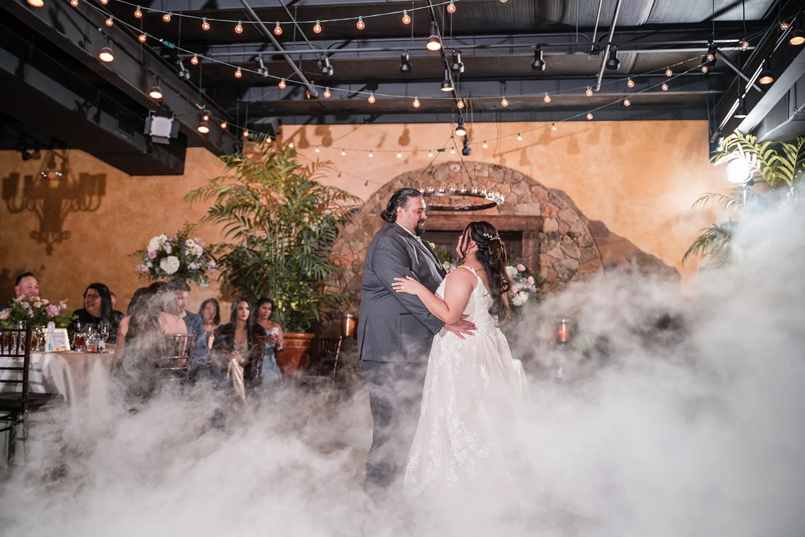 First dance on a cloud with dry ice at Agave Estates in Katy, TX