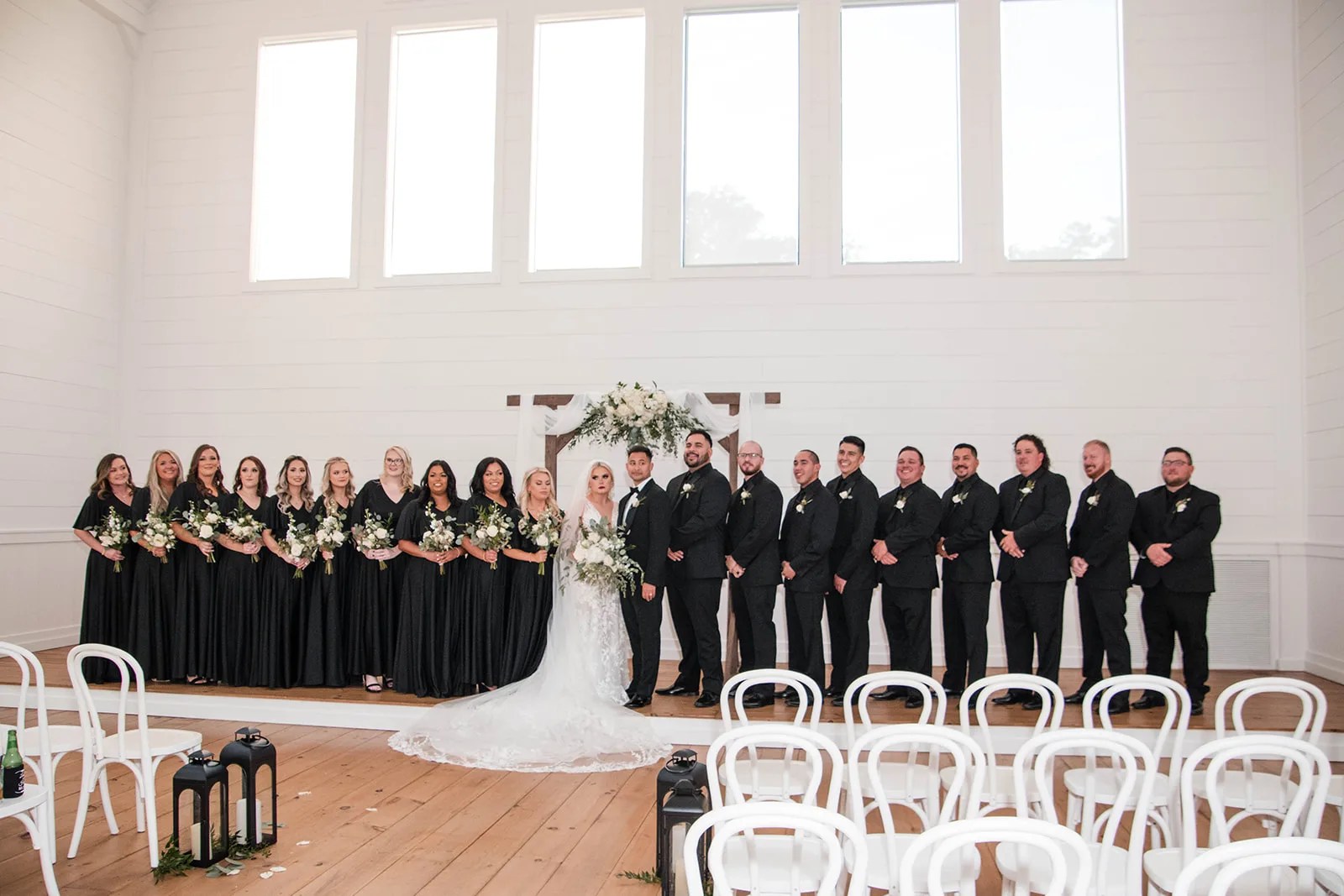 Wedding party inside the chapel at Arrowhead Hill, Montgomery, TX