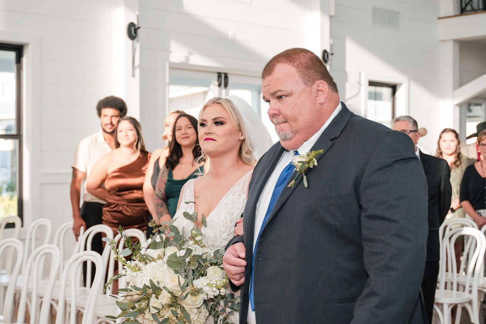 Walking the aisle into the chapel at Arrowhead Hill, Montgomery, TX
