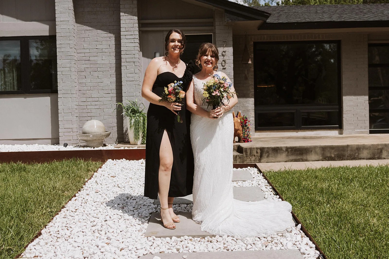 Bride on the terrace at the Austin Central Library in Austin, TX