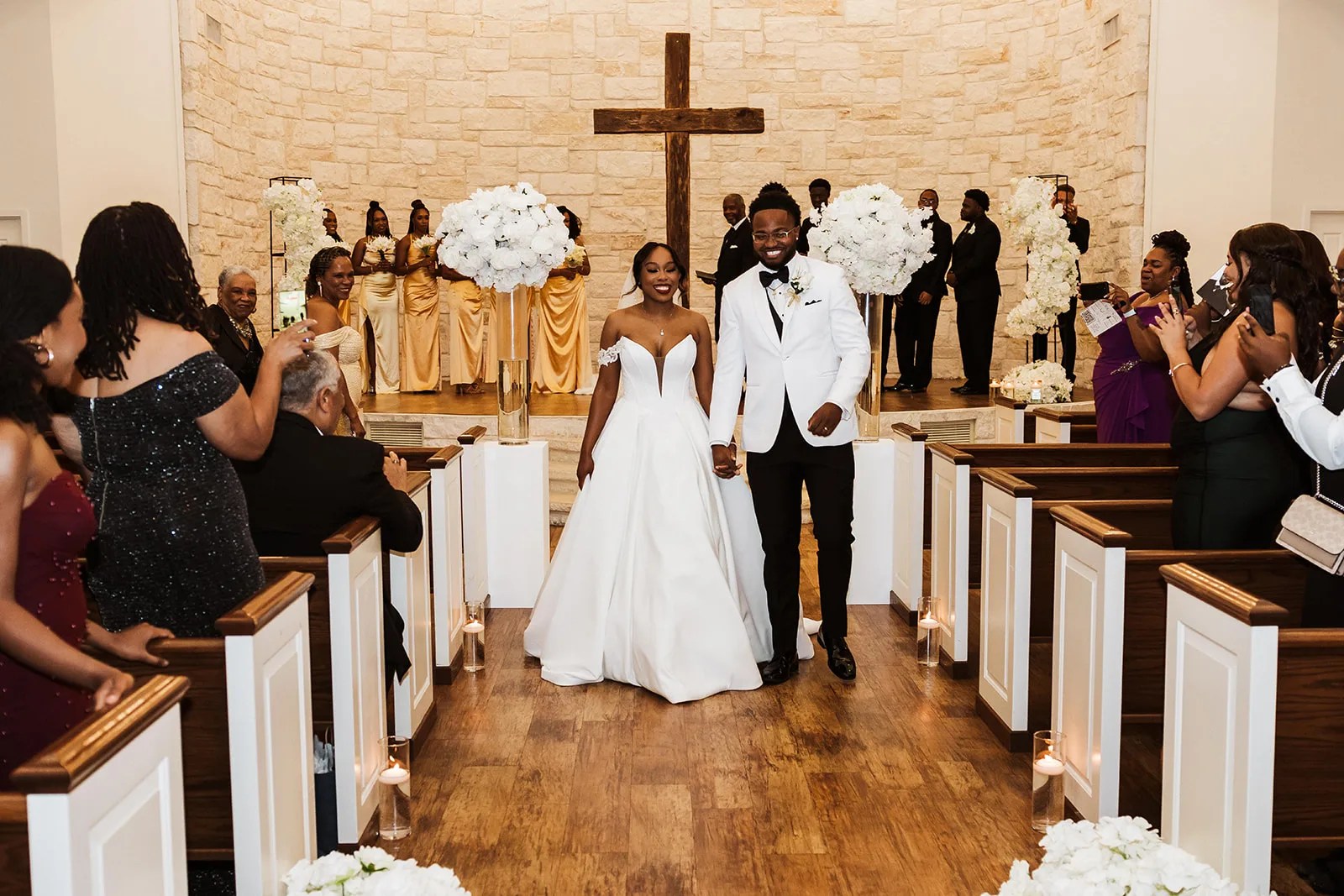 The ceremony seen from the pews at Briscoe Manor, Richmond, TX