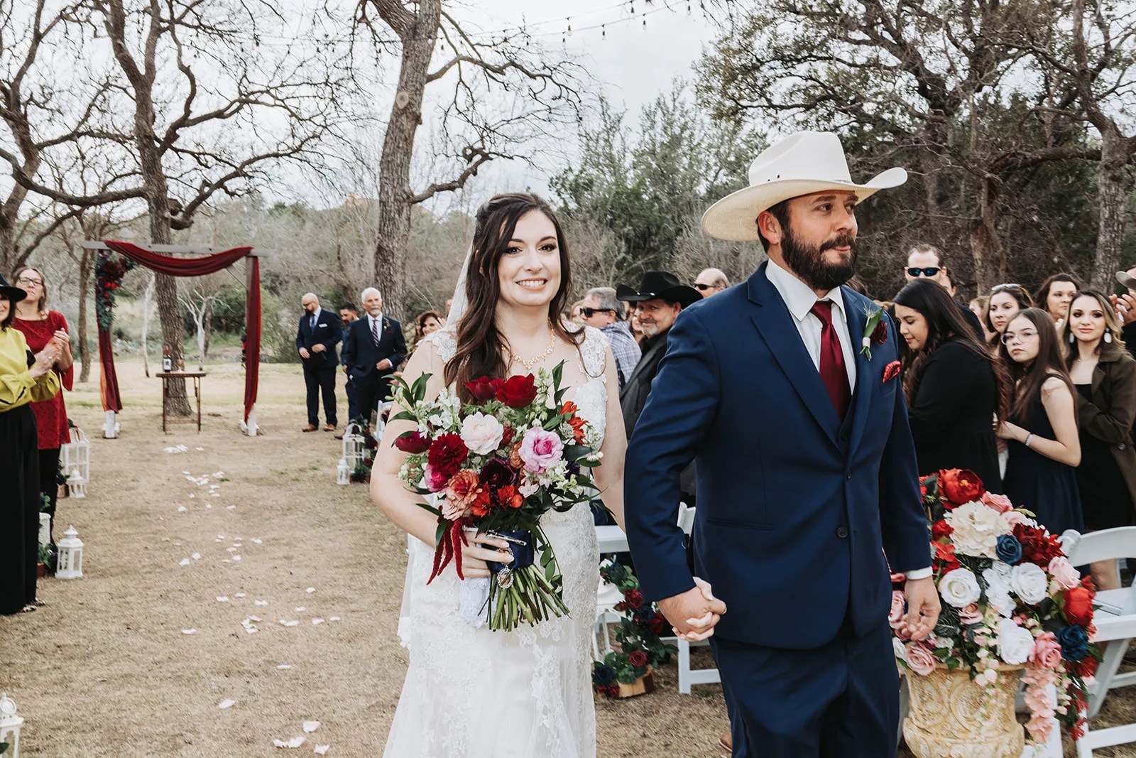 Bride outdoors at Cedar Skies in Burnet, TX