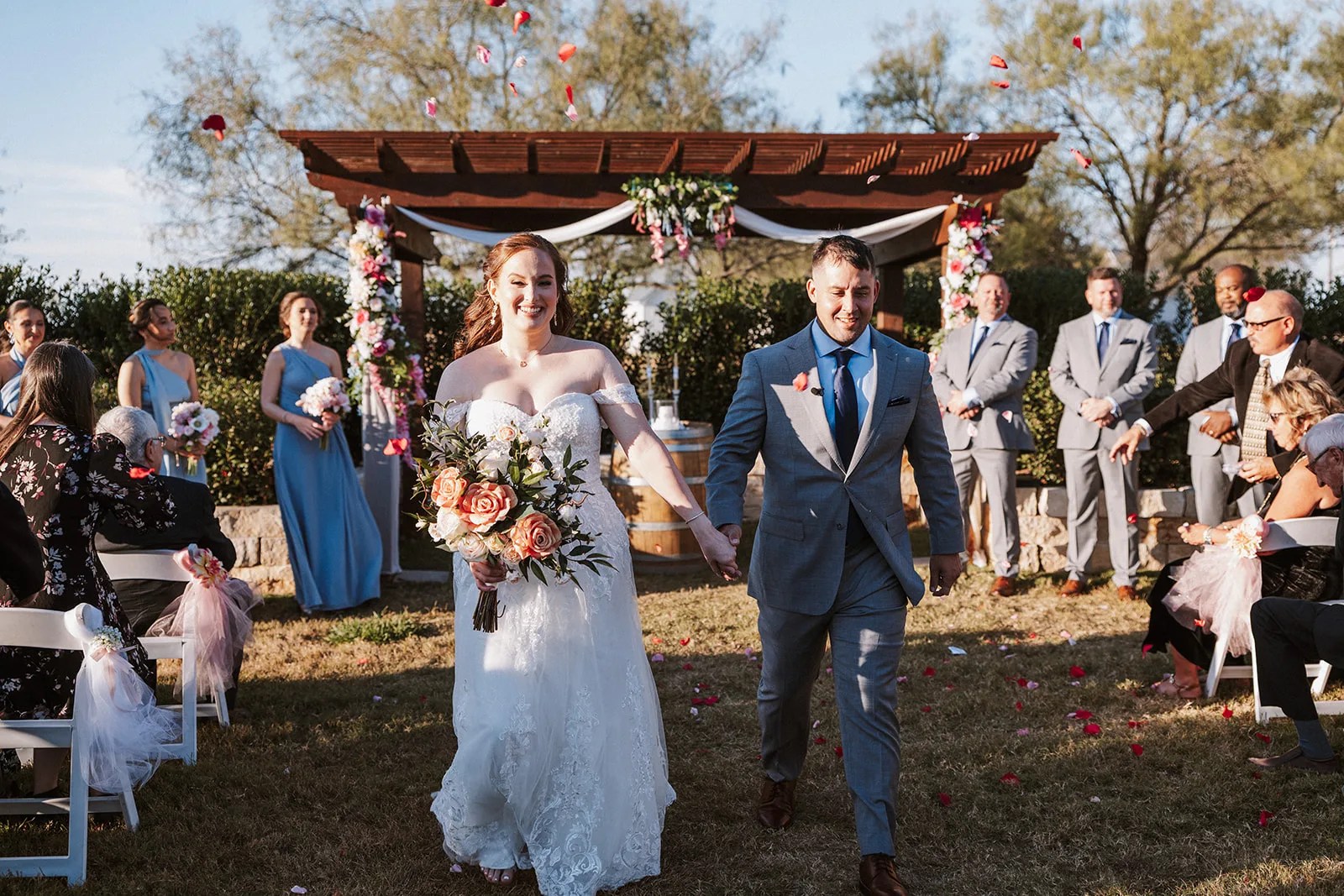 Outdoor wedding ceremony at Deerfield Estates Venue at Deerfield Estates Venue, Waco, TX