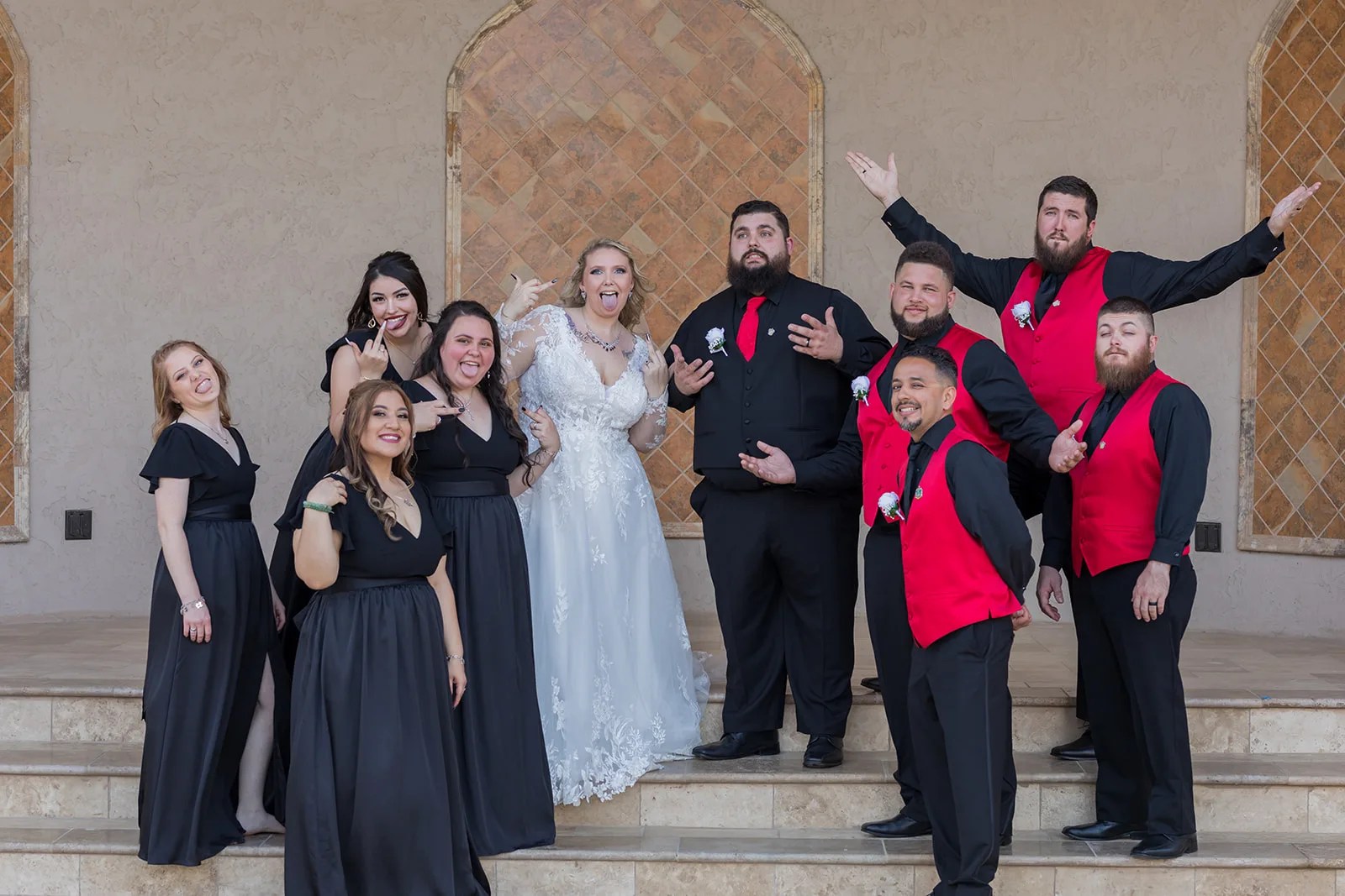 Wedding party in the hall at D'Vine Grace Vineyard, McKinney, TX