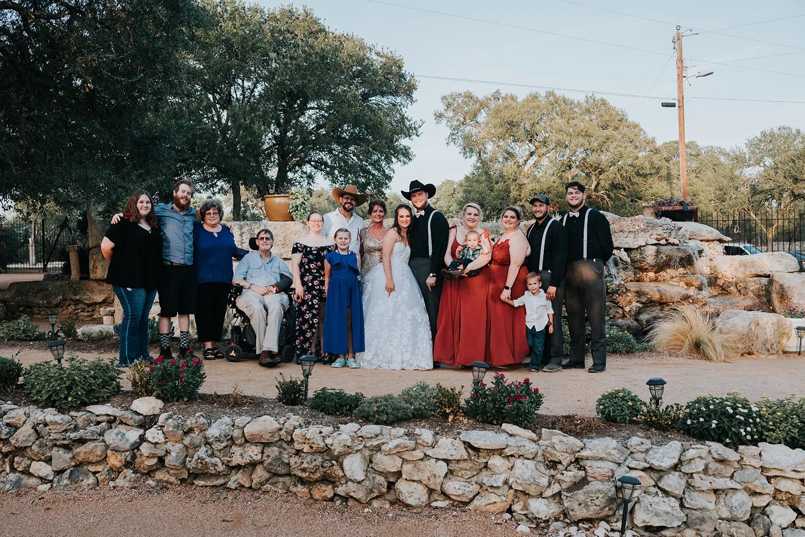 Ceremony on the limestone terrace at Eagle Dancer Ranch, Boerne, TX