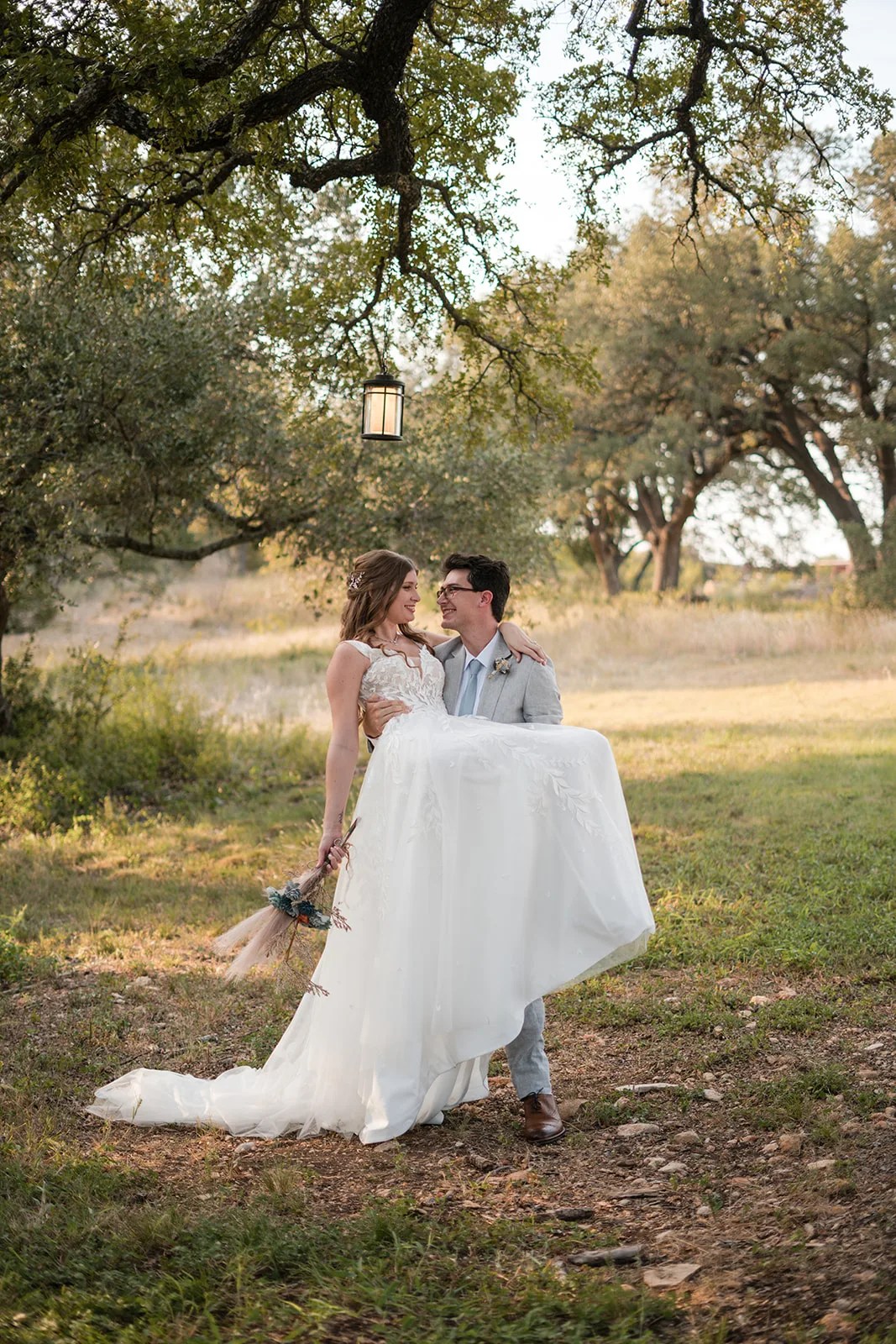 Bride and groom with Hill Country views at HighPointe Estate in Liberty Hill, TX