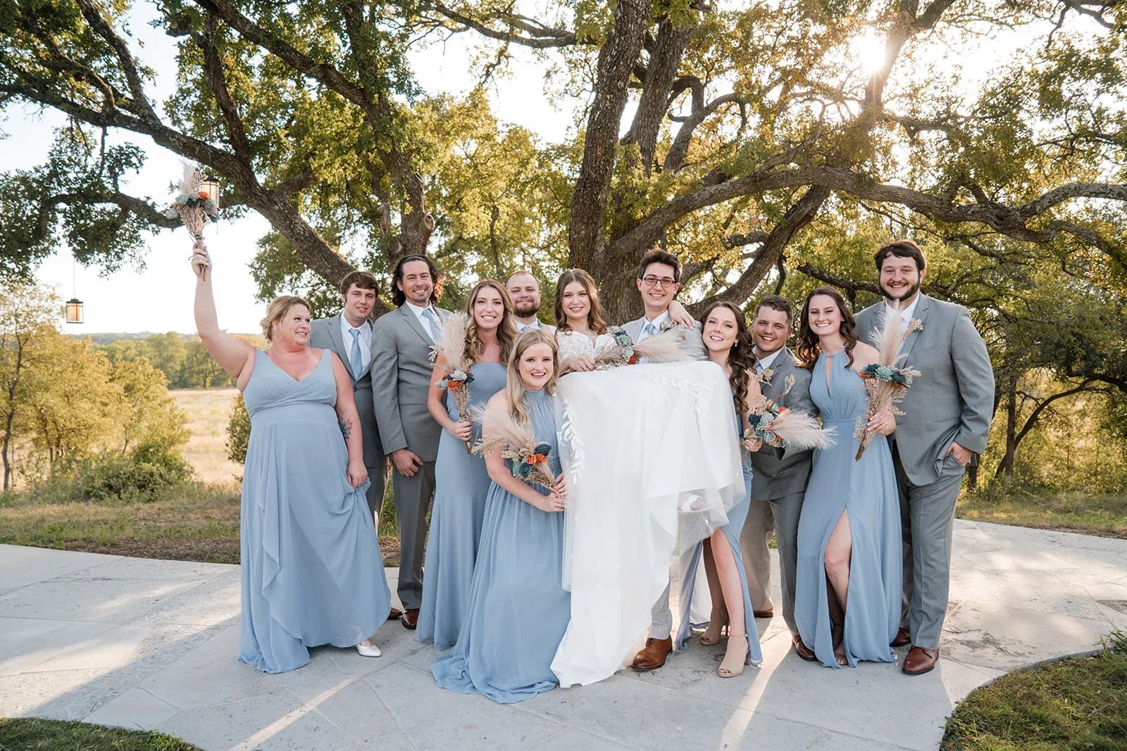Wedding party on the lawn at HighPointe Estate in Liberty Hill, TX