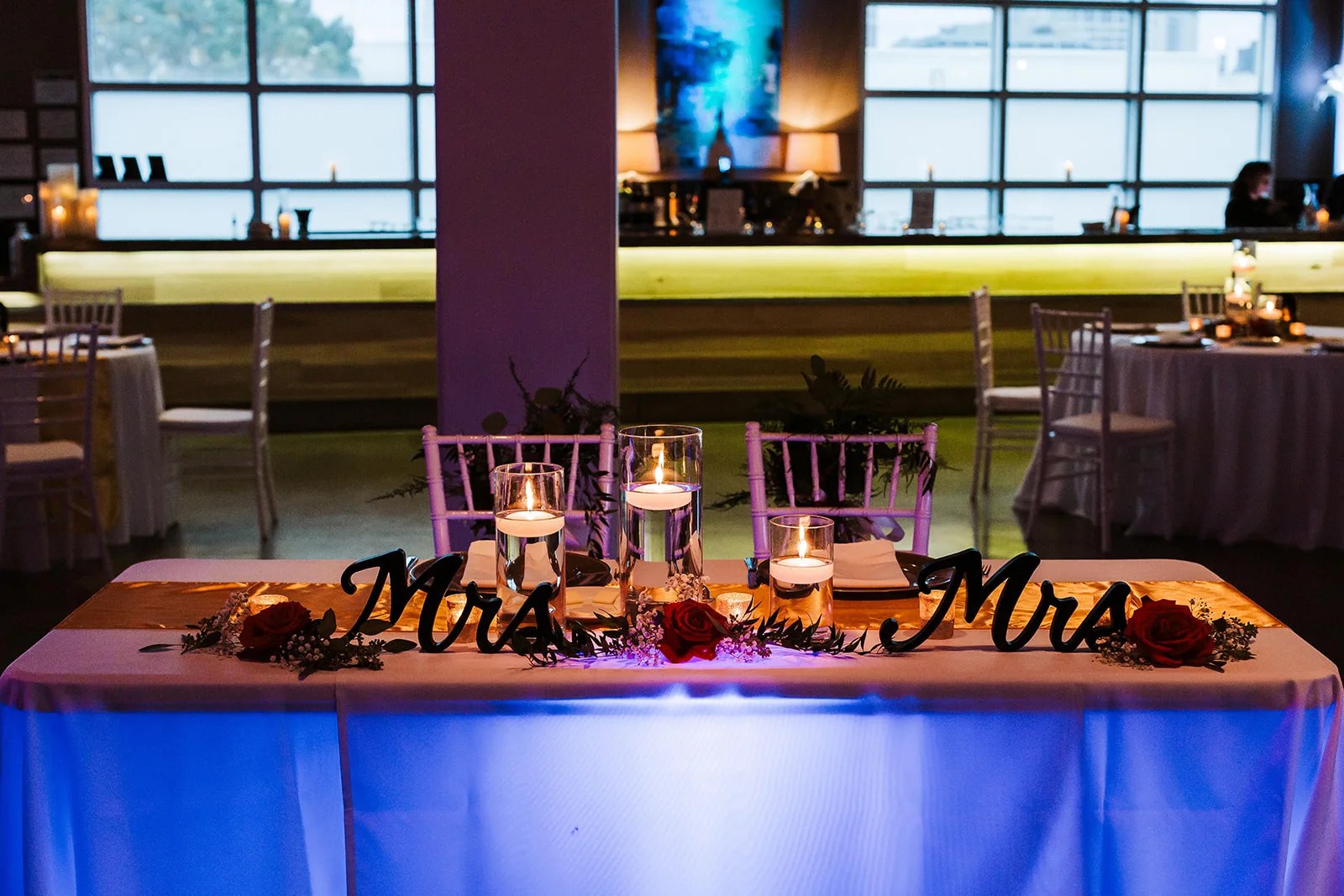 Catering table at a wedding at Level Two Events in Dallas, TX