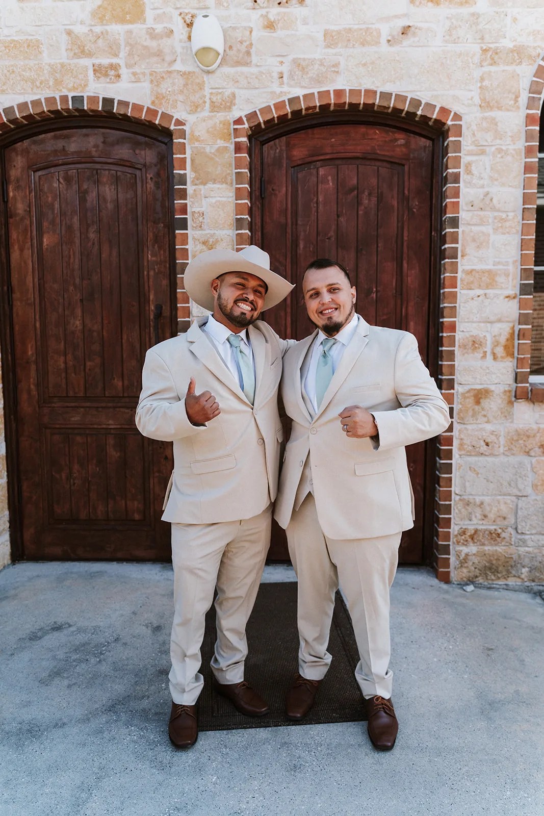Groomsmen at the chapel doors at Lindsay Lakes, Cypress, TX