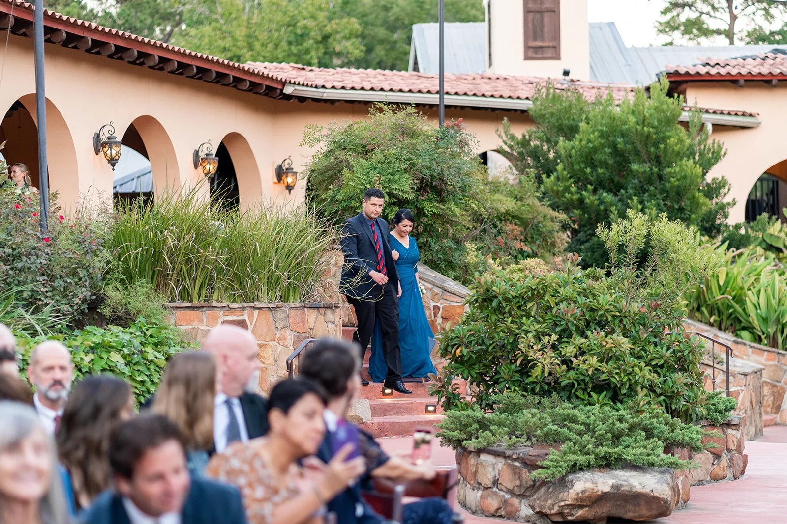 Courtyard wedding ceremony at Madera Estates in Conroe, TX