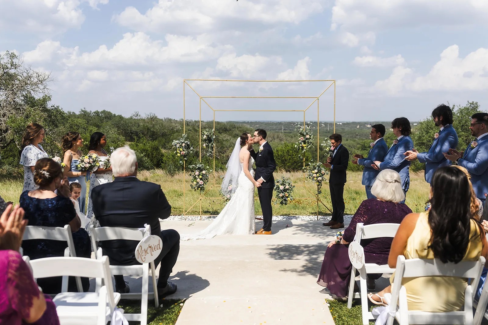 Wedding ceremony aisle on the ridge at Mae's Ridge at Mae's Ridge, Johnson City, TX
