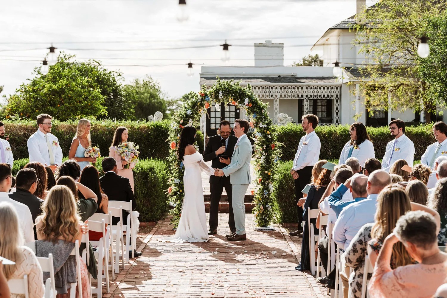 Wedding ceremony in the hedge garden at Nardini Manor in Buckeye, Arizona
