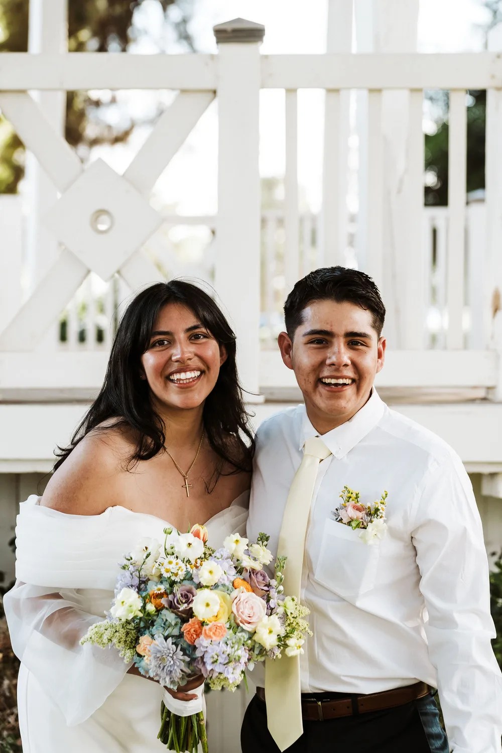 Bride and groom at the gazebo at Nardini Manor
