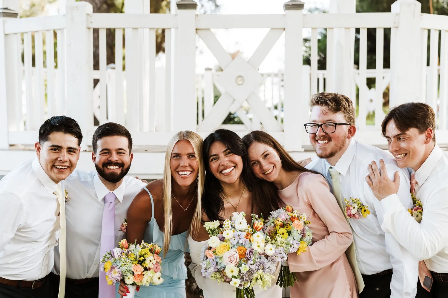 Bridesmaids at the gazebo at a Nardini Manor wedding