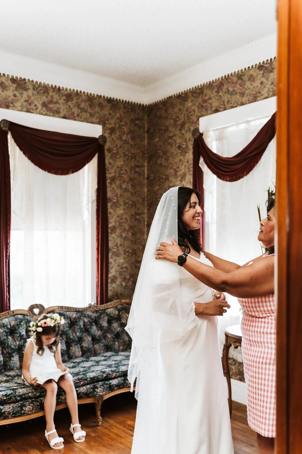 Bride in the historic manor at Nardini Manor