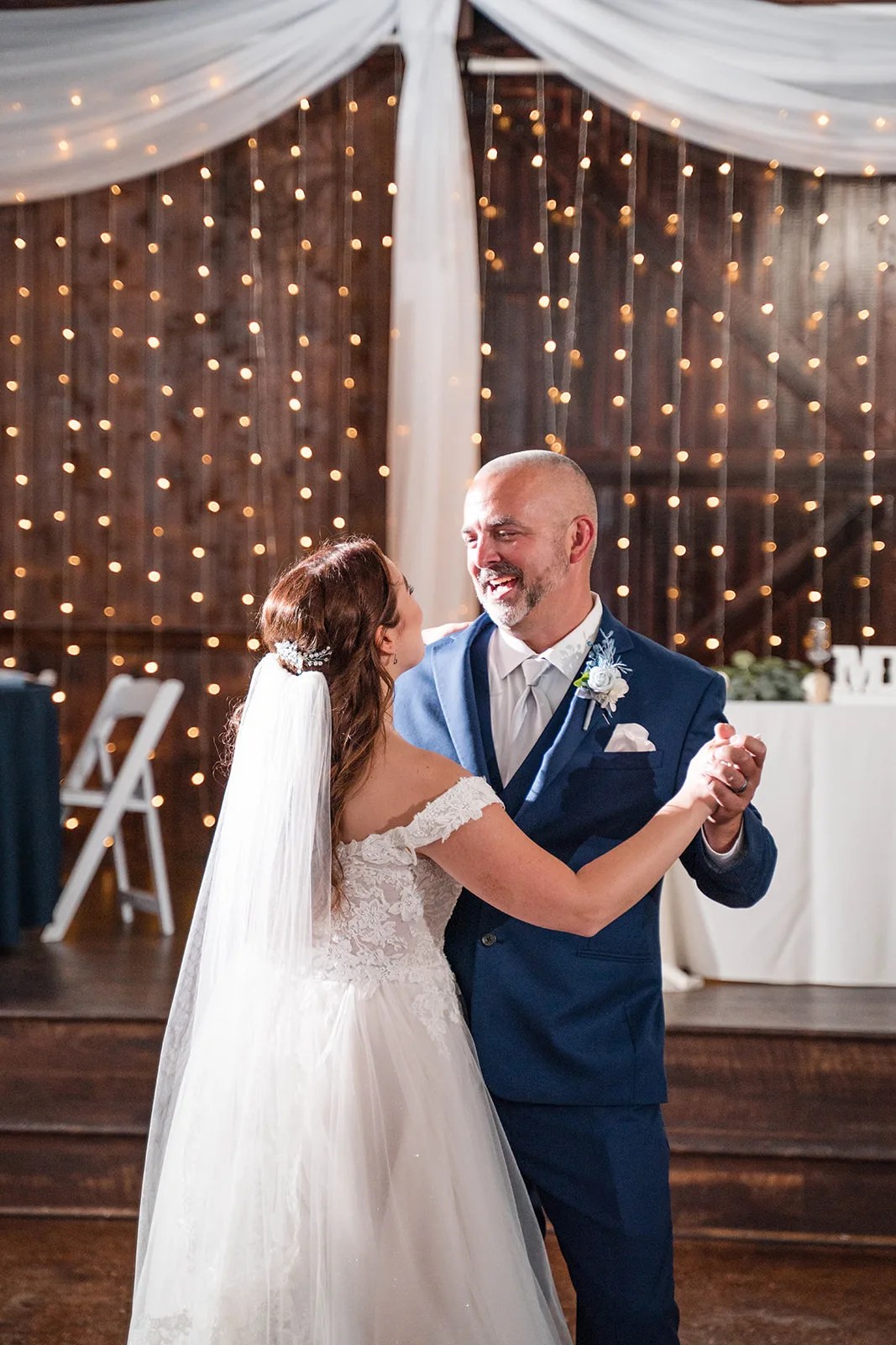 Dance floor under string lights at Pine Lake Ranch in Montgomery, TX