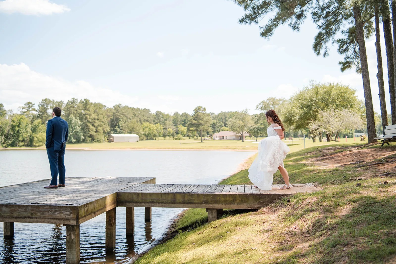 The pier over the lake at Pine Lake Ranch in Montgomery, TX