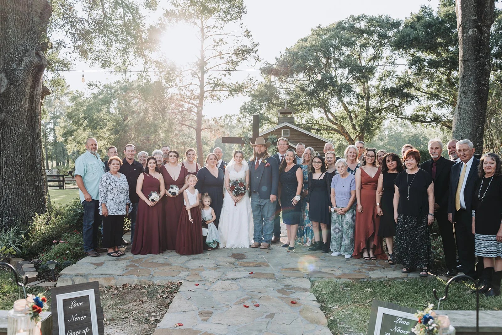 Family and friends across the grounds at SJP Ranch, Cleveland, TX
