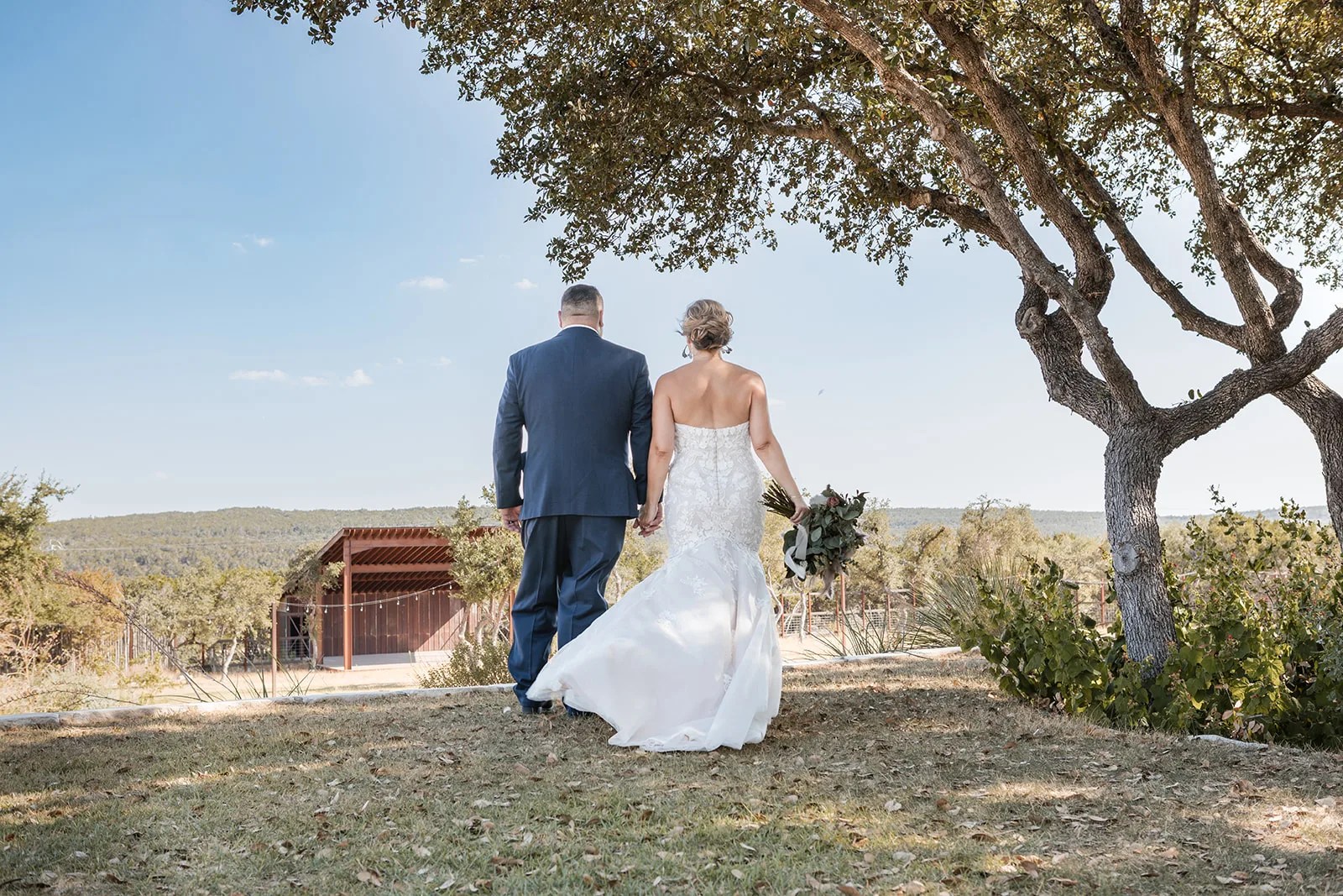 Bride with Hill Country views at Star Hill Ranch in Austin, TX