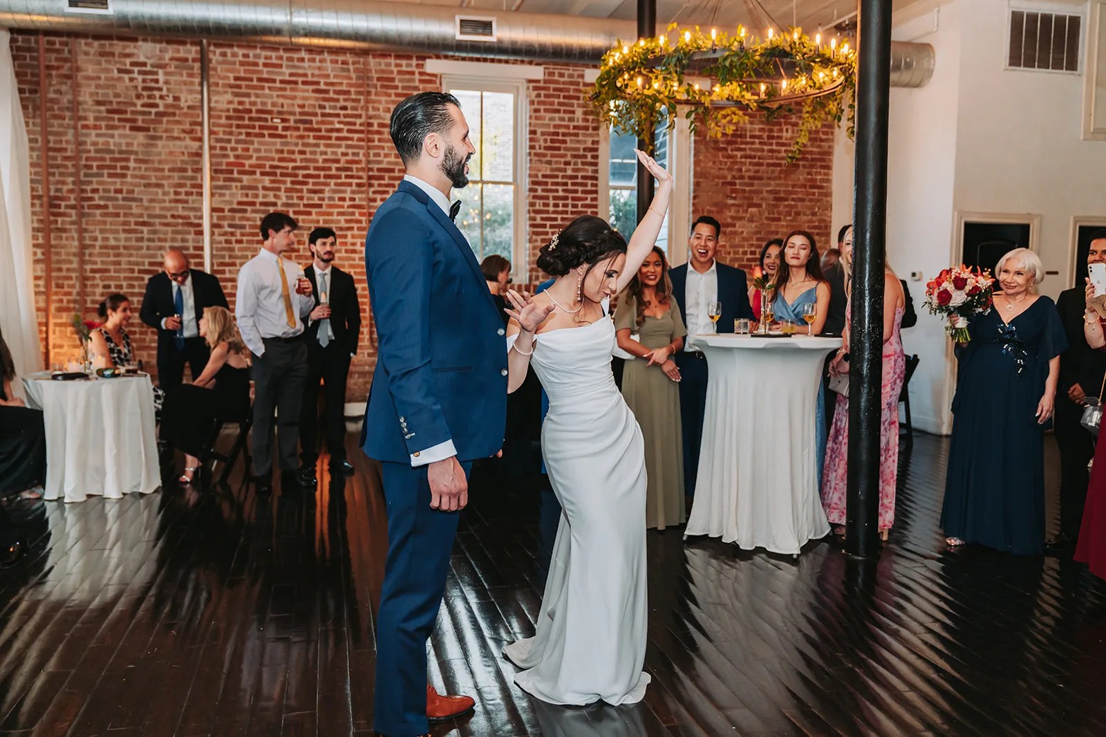 Wedding reception in the main room at Station 3 in Houston, TX