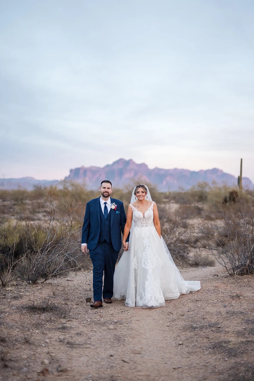 Bride and groom in the desert at Superstition Manor Mesa at Superstition Manor, Mesa, AZ