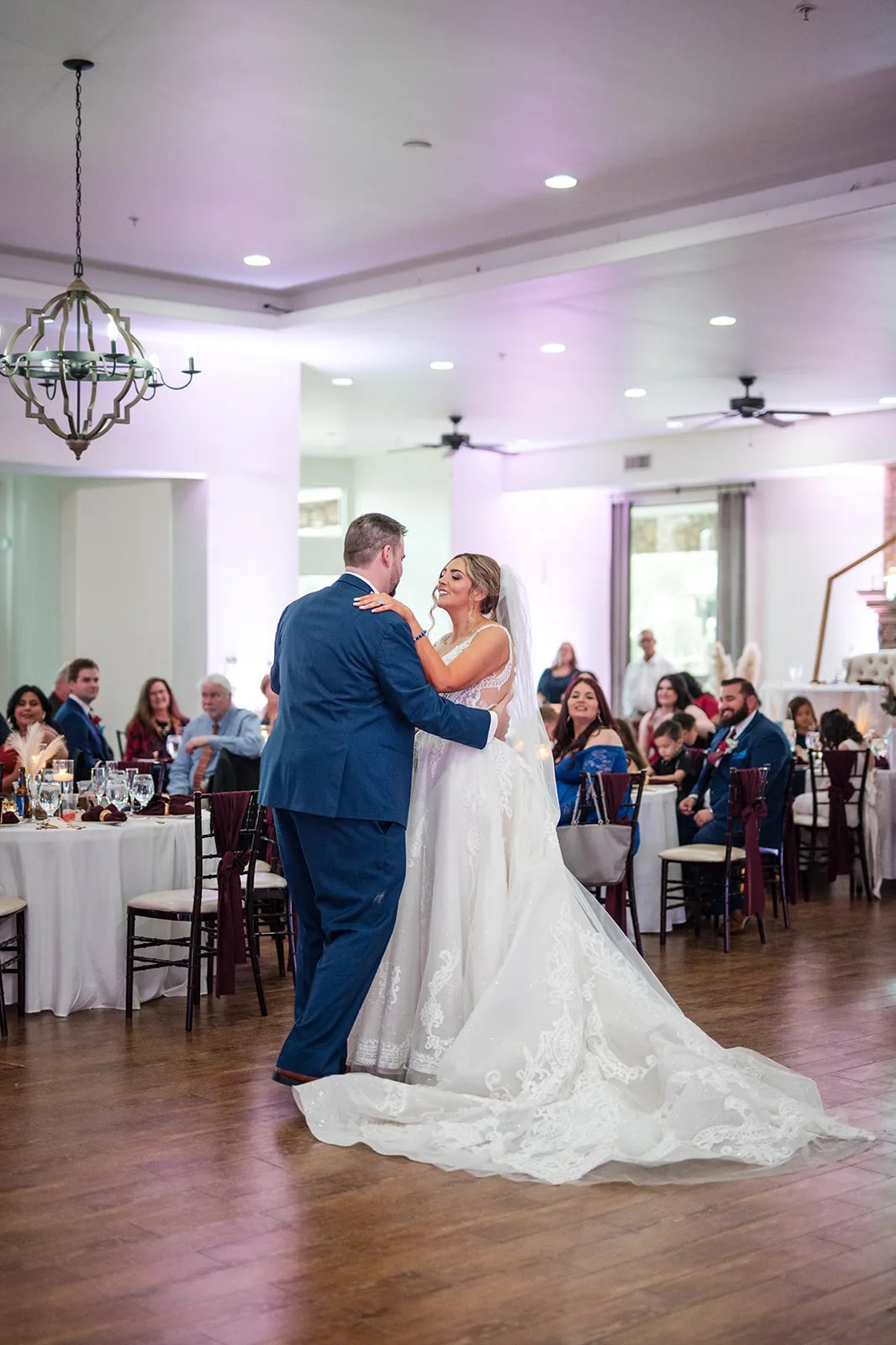 Reception with purple uplighting at Superstition Manor at Superstition Manor, Mesa, AZ