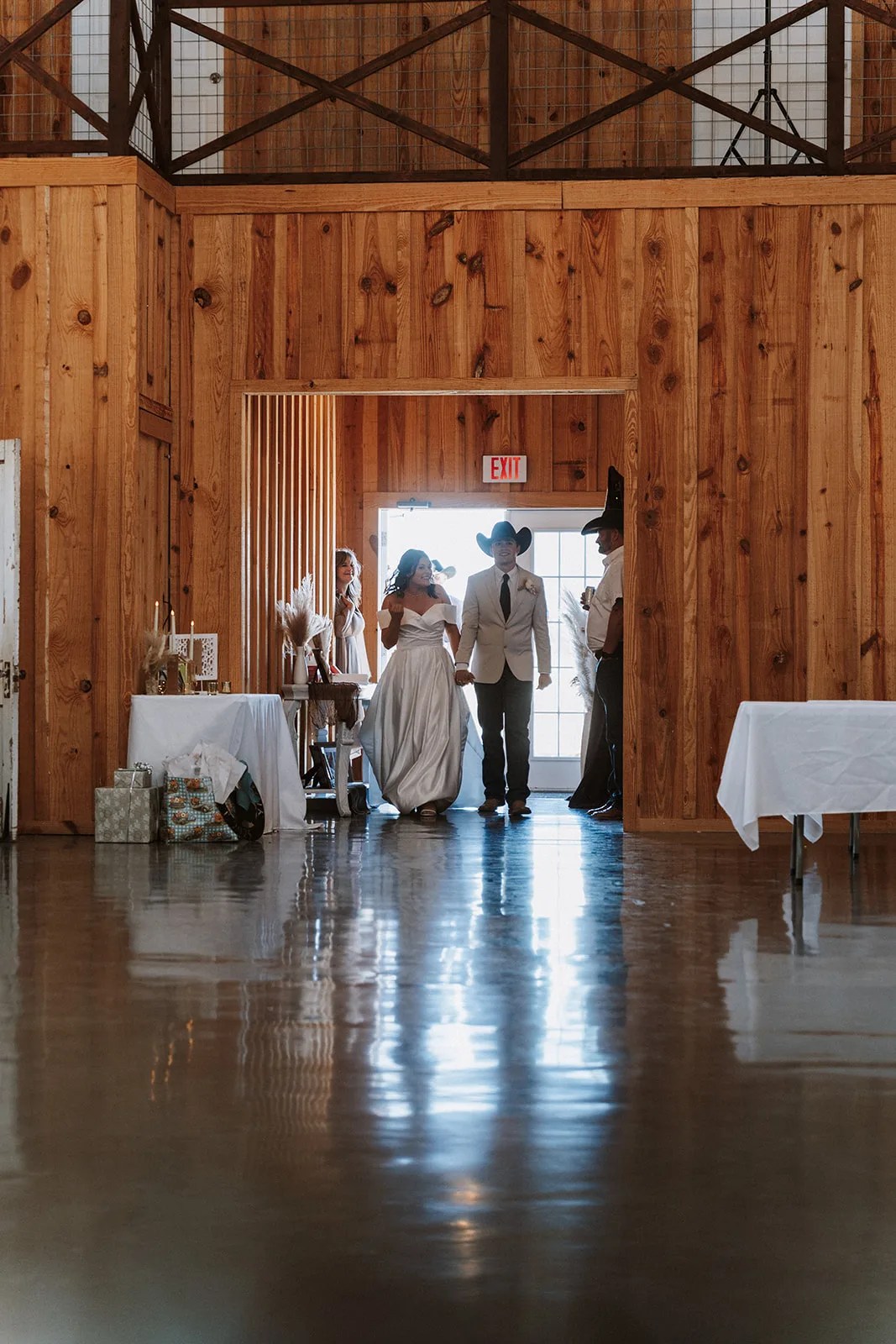 Inside the event hall at The County Line wedding venue in Abbott, TX