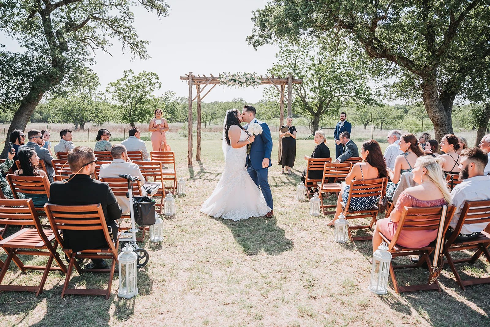 Guests seated for the ceremony at The Ginger Ranch, Fredericksburg, TX