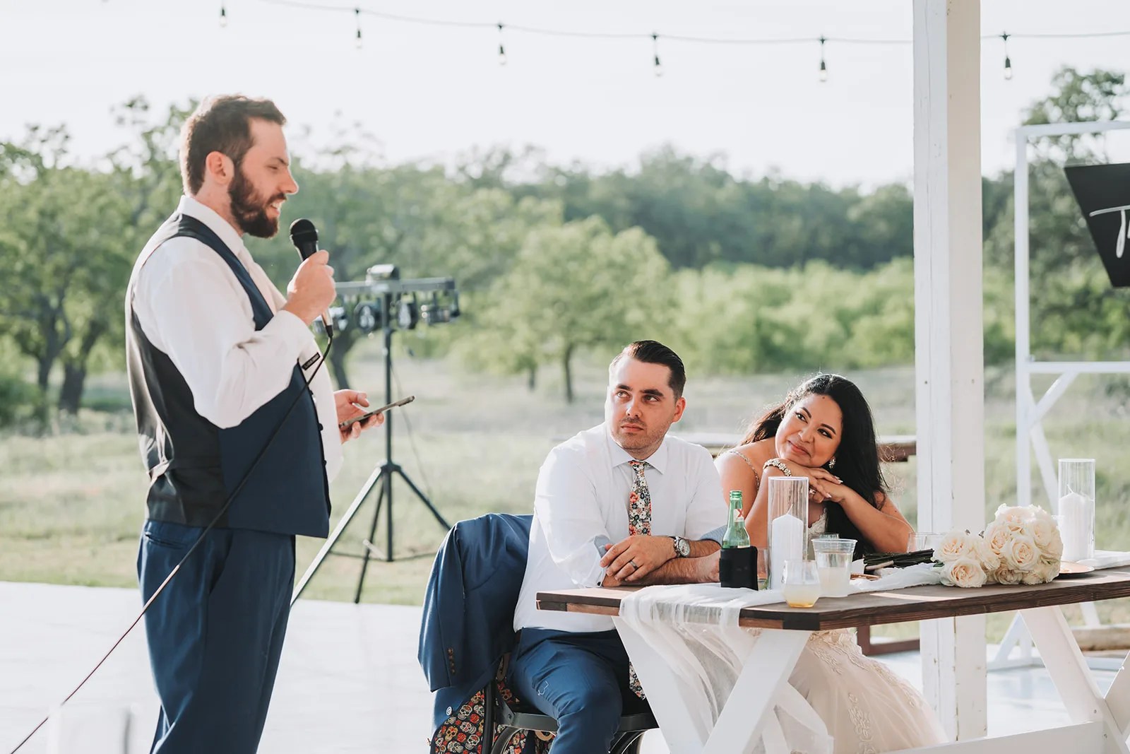 The covered event pavilion at The Ginger Ranch, Fredericksburg, TX