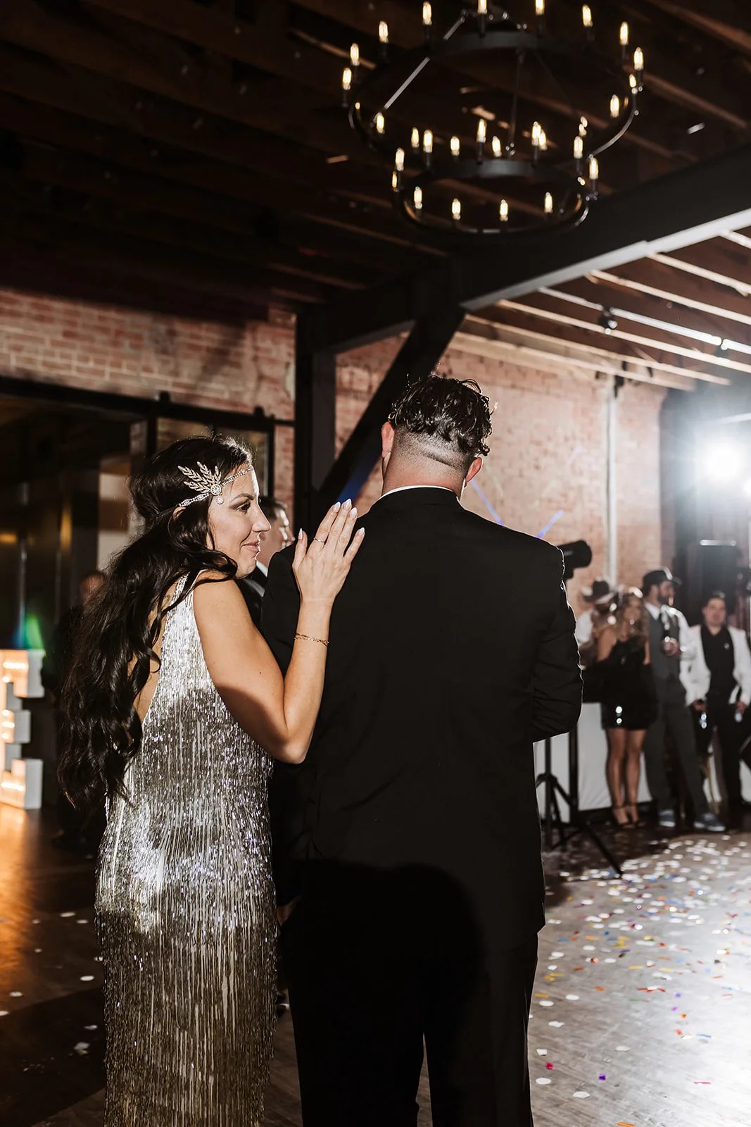 First dance under string lights at The Graily at The Graily, Waxahachie, TX