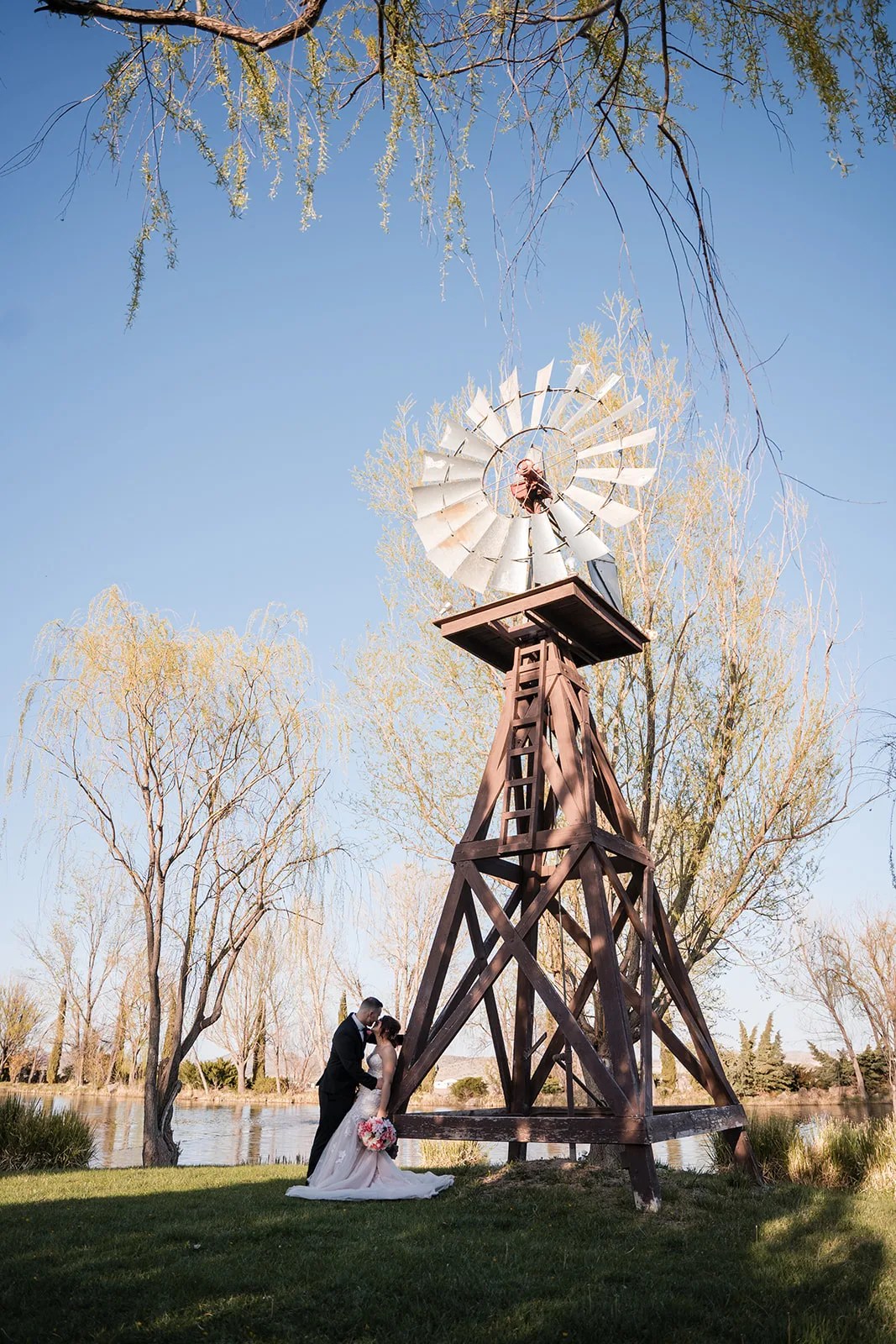 A restored 1900s windmill on the property at The Windmill House, Chino Valley, AZ