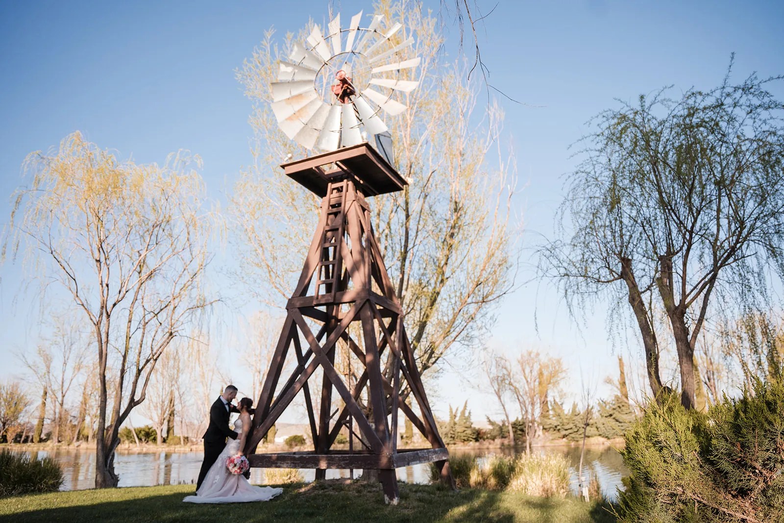 The windmill above the lake at The Windmill House, Chino Valley, AZ