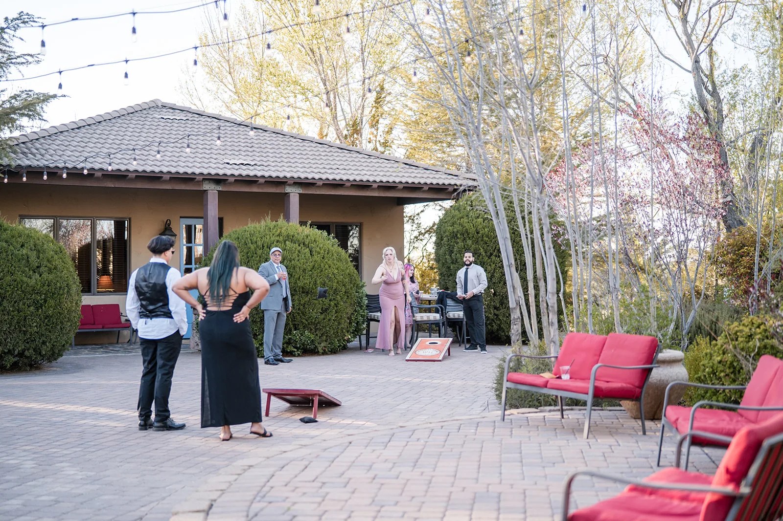 The covered patio and grounds at The Windmill House, Chino Valley, AZ