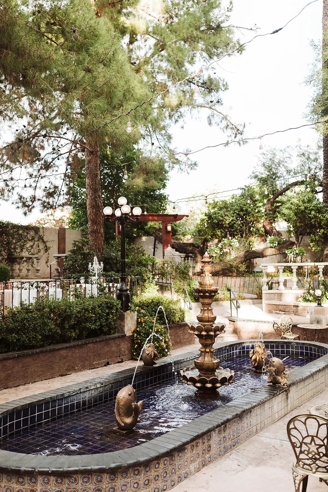 The fountain courtyard at The Wright House, Mesa, AZ