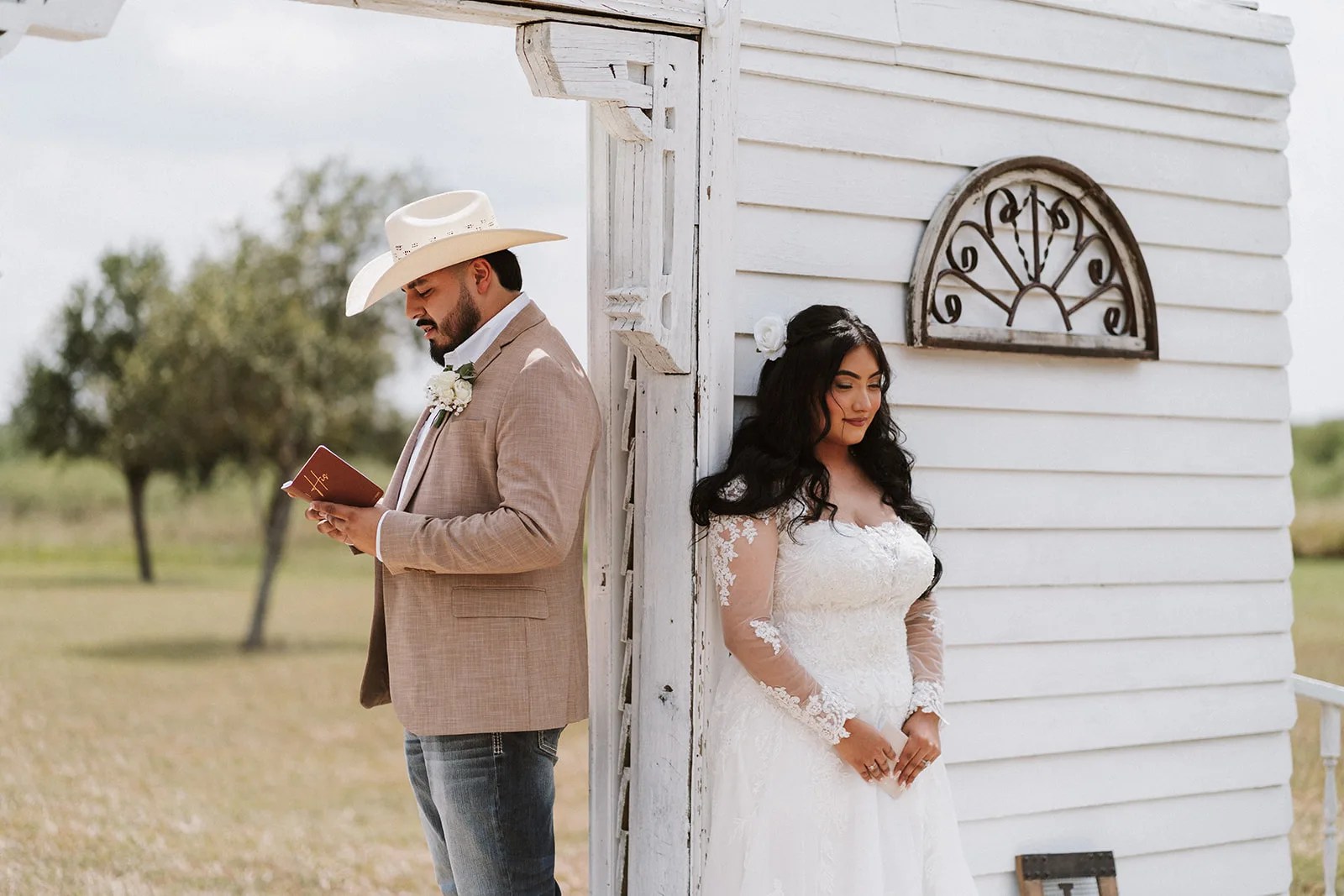 The hall from across the lawn at Tin Spur Ranch, Inez, TX