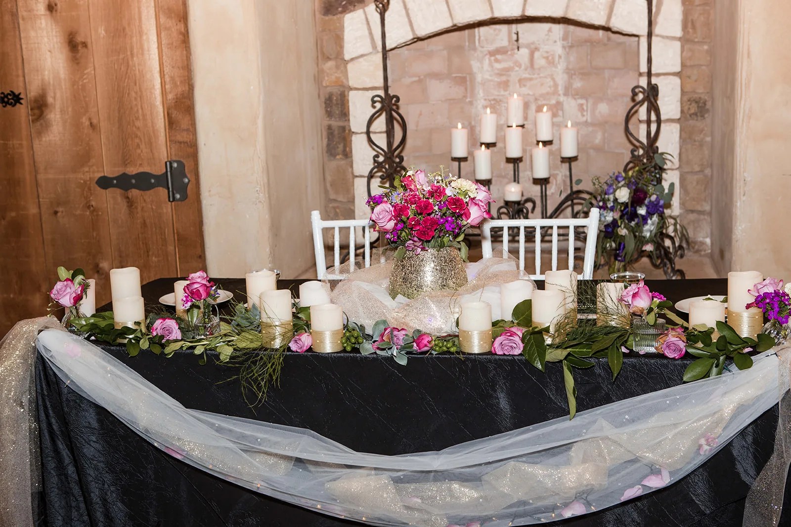 The Veranda Room set for dinner at Tuscan Hall, Austin, TX