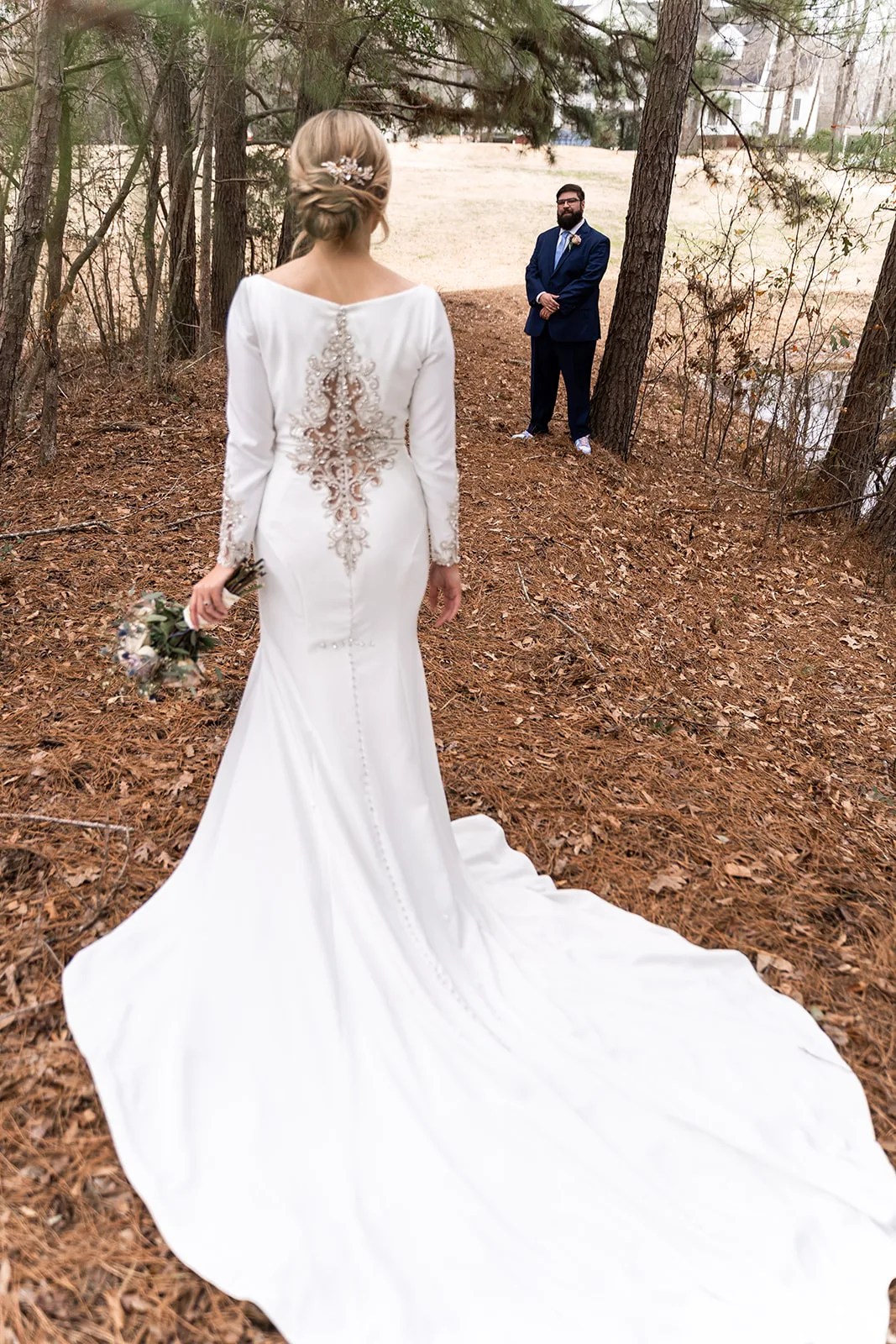 Bride among the oaks at Waverly Manor in New Waverly, TX