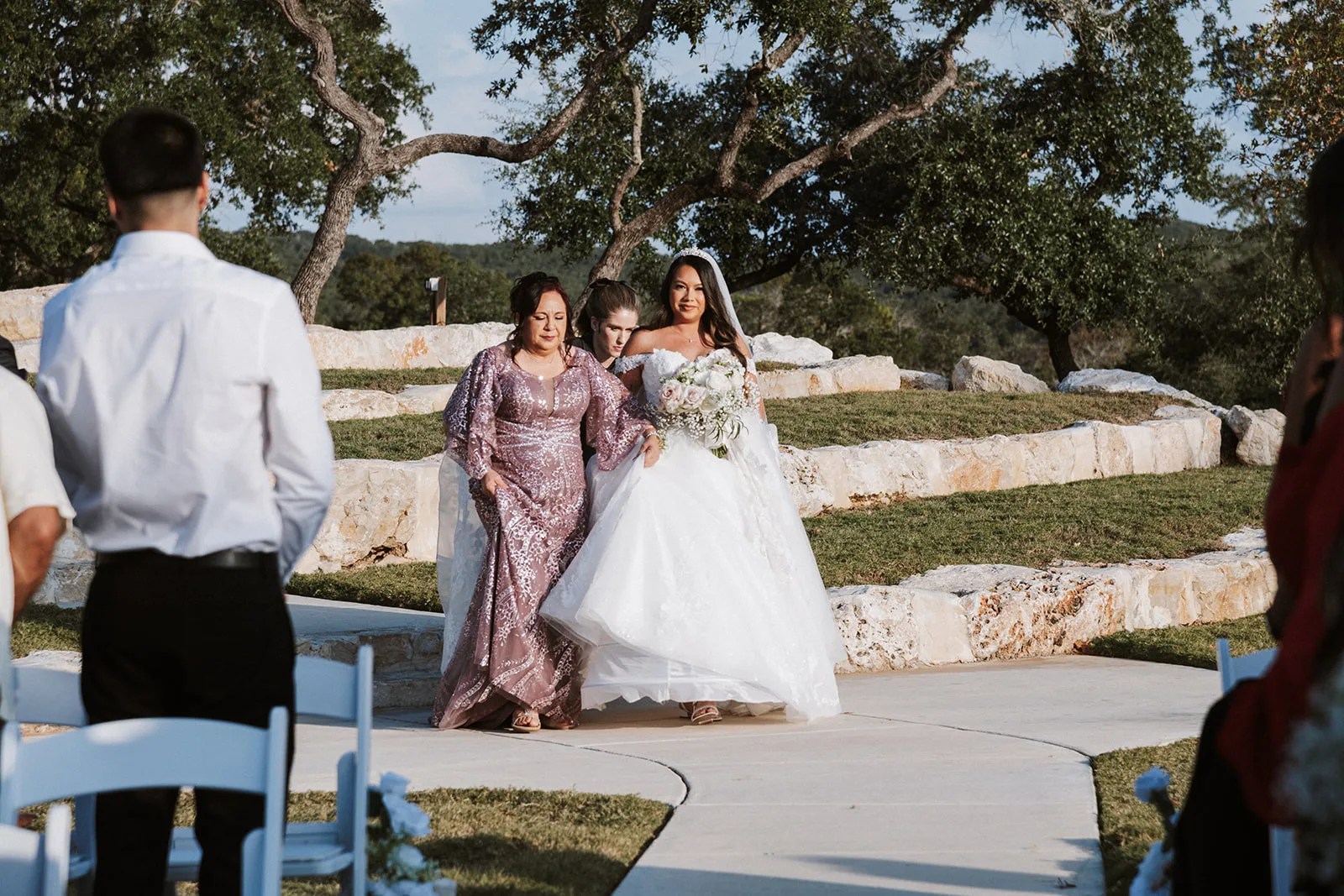 Ceremony aisle on the plateau at Willow Ridge at Willow Ridge, New Braunfels, TX