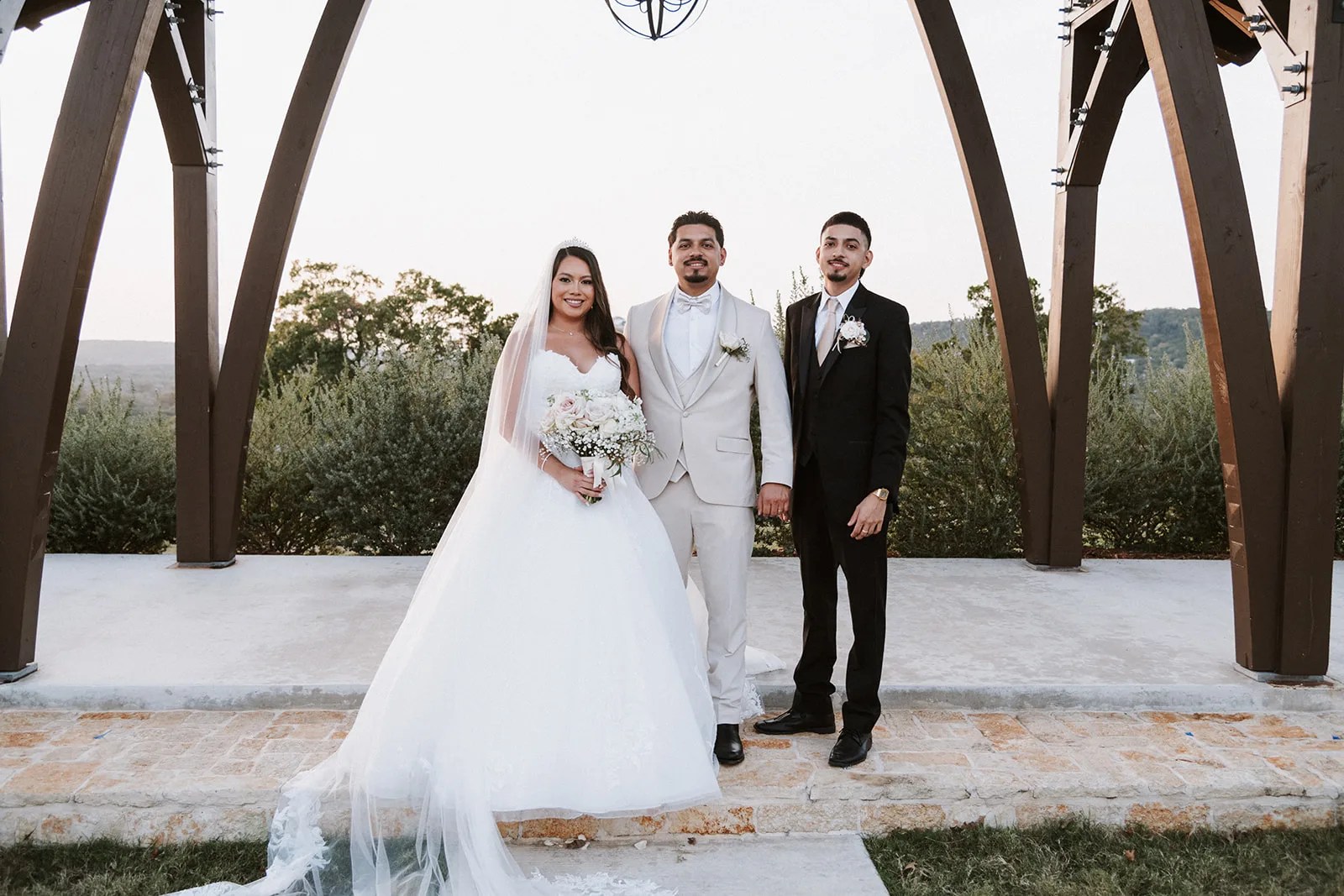 Wedding party at the timber pavilion at Willow Ridge at Willow Ridge, New Braunfels, TX